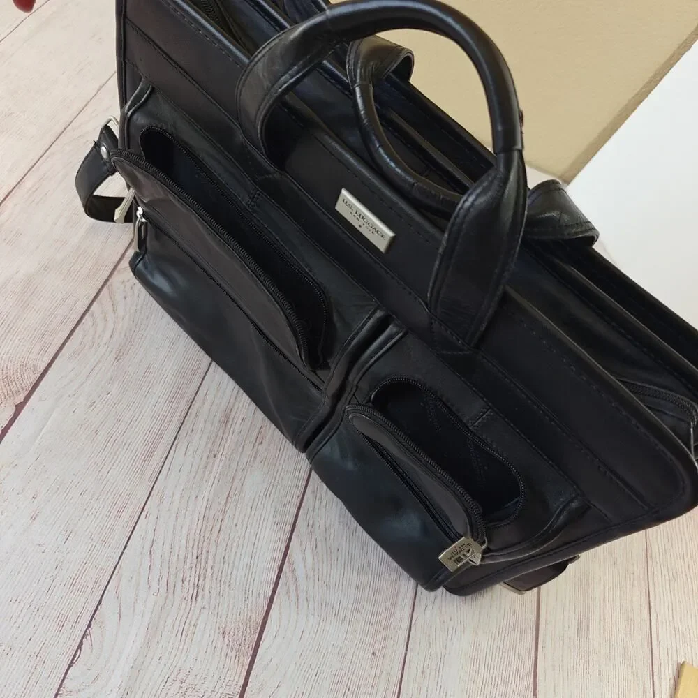 Vintage 90s U.S. Luggage NY leather expandable briefcase/laptop travel bag